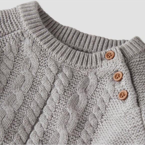 Little Planet Baby Organic Cotton Sweater Knit 2-Piece Set in Heather Gray Baby - Picture 2 of 4